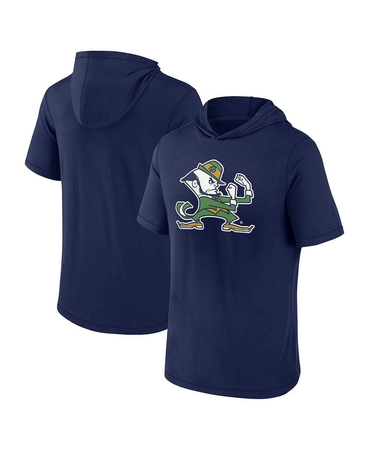 Мужская темно-синяя футболка с капюшоном с фирменным логотипом Notre Dame Fighting Irish Primary Fanatics