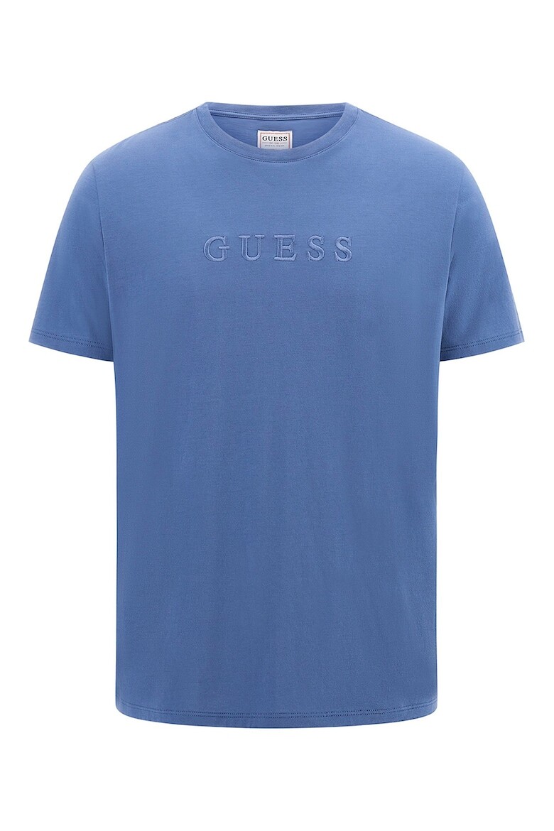 

Футболка с овальным вырезом и логотипом Guess, синий