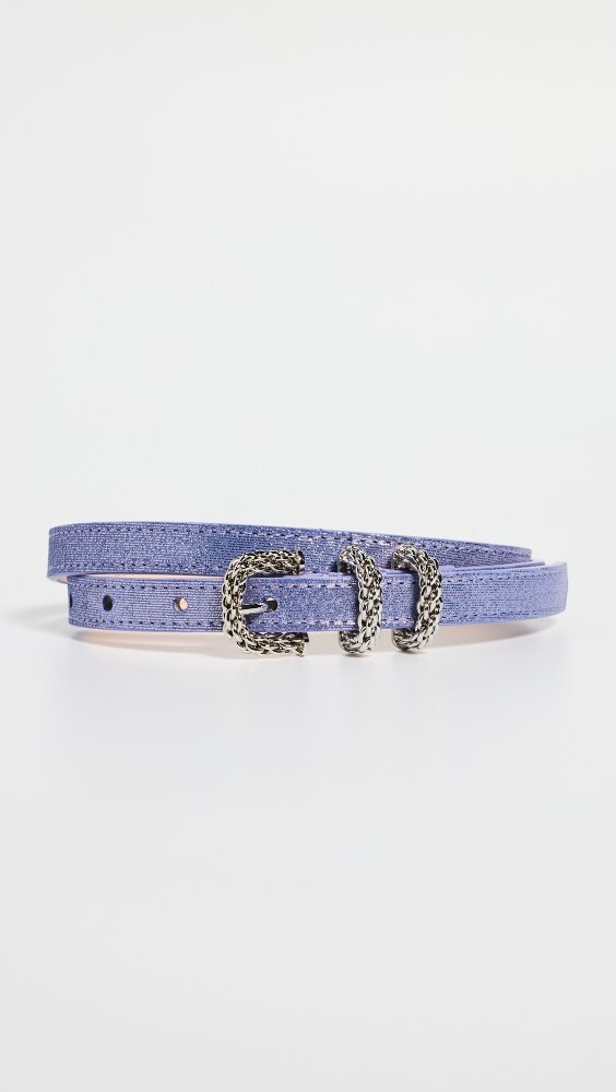 

Ремень BY FAR Kat Bluebell Jeans Lame Leather, синий