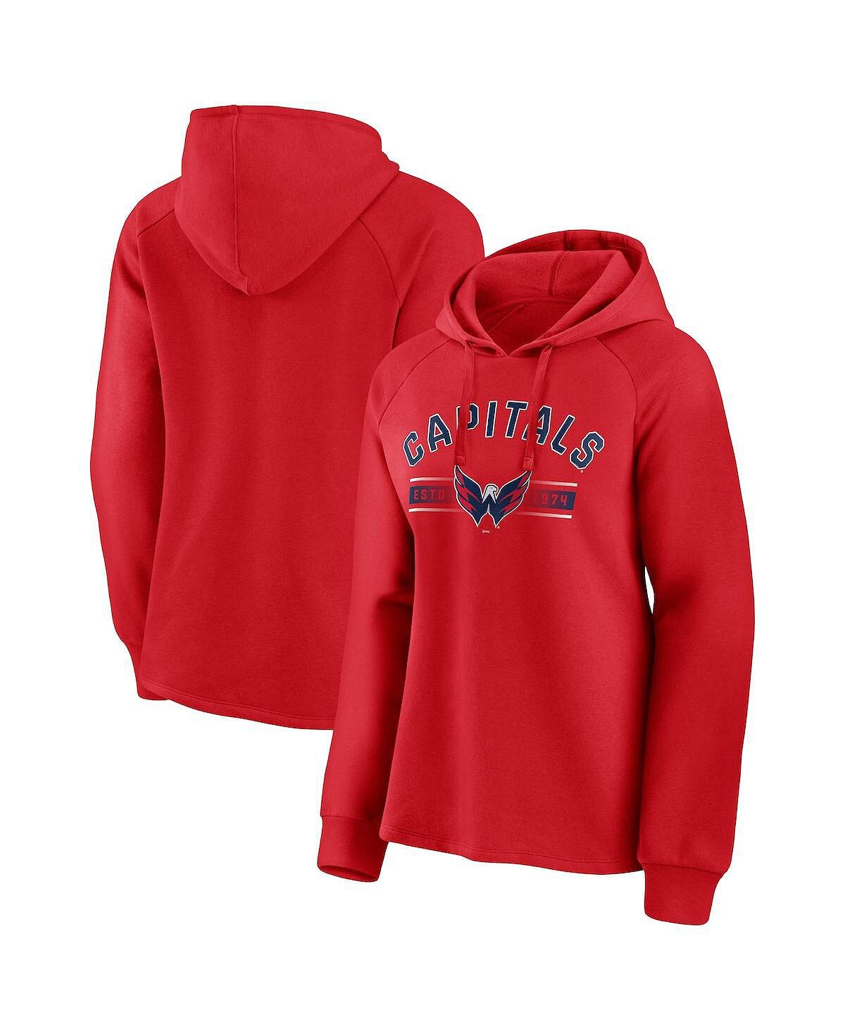 

Женский красный пуловер с капюшоном Washington Capitals Perfect Play с логотипом реглан Fanatics, красный