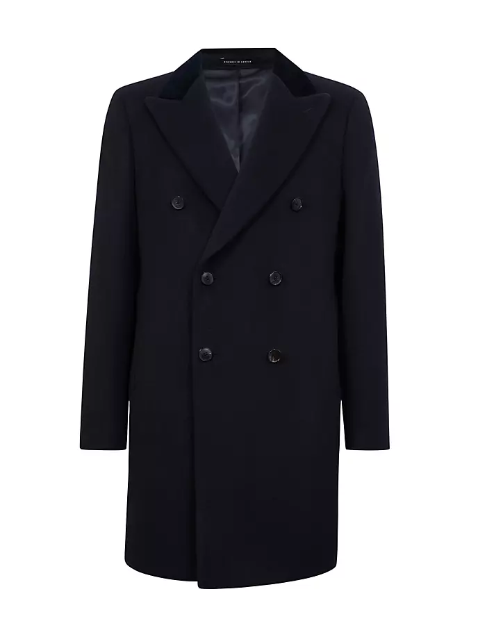 

Вафельное пальто из смесовой шерсти Reiss, темно-синий