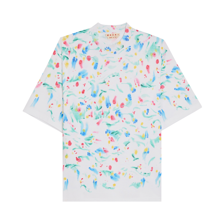 Футболка Marni Relaxed Fit Splash 'Lily White', белый футболка marni flower word puzzle цвет lily white