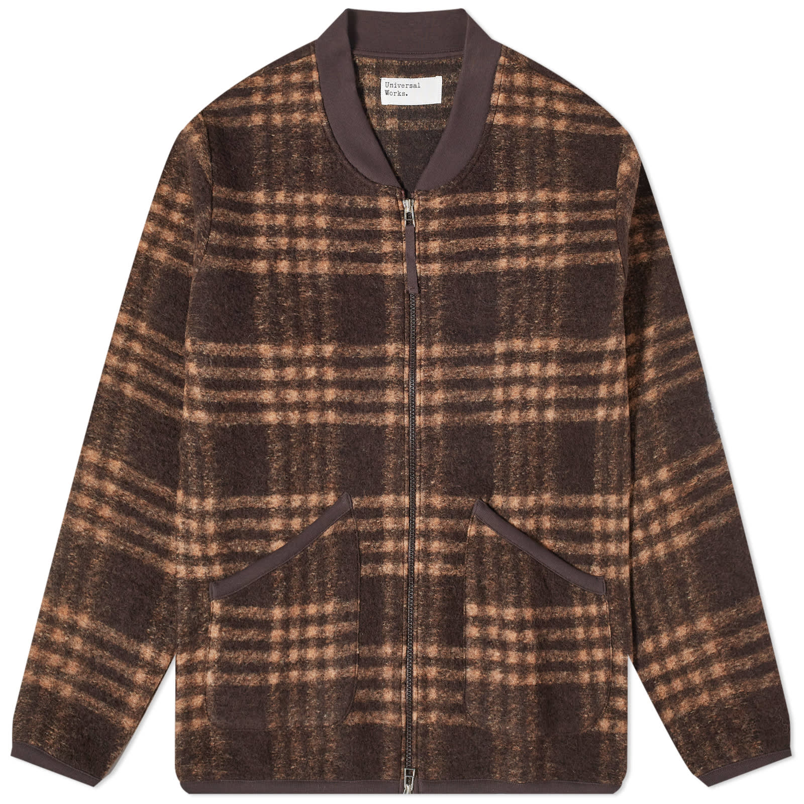 Куртка Universal Works Duke Fleece Zip Bomber, цвет Brown Check бомбер zara knit jacket with zip серый