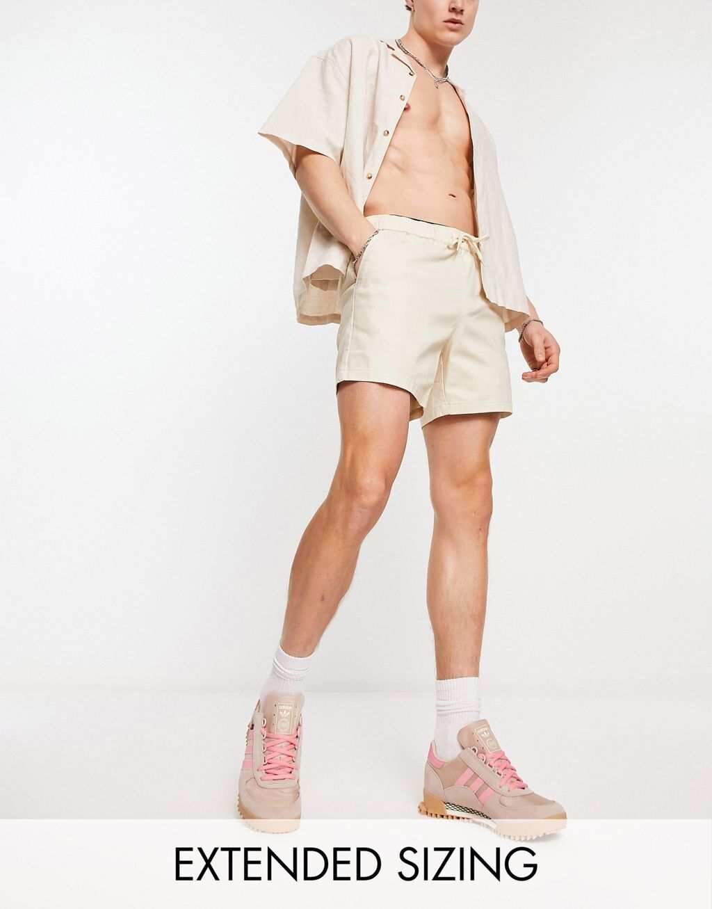 

Укороченные бежевые узкие шорты чинос ASOS DESIGN