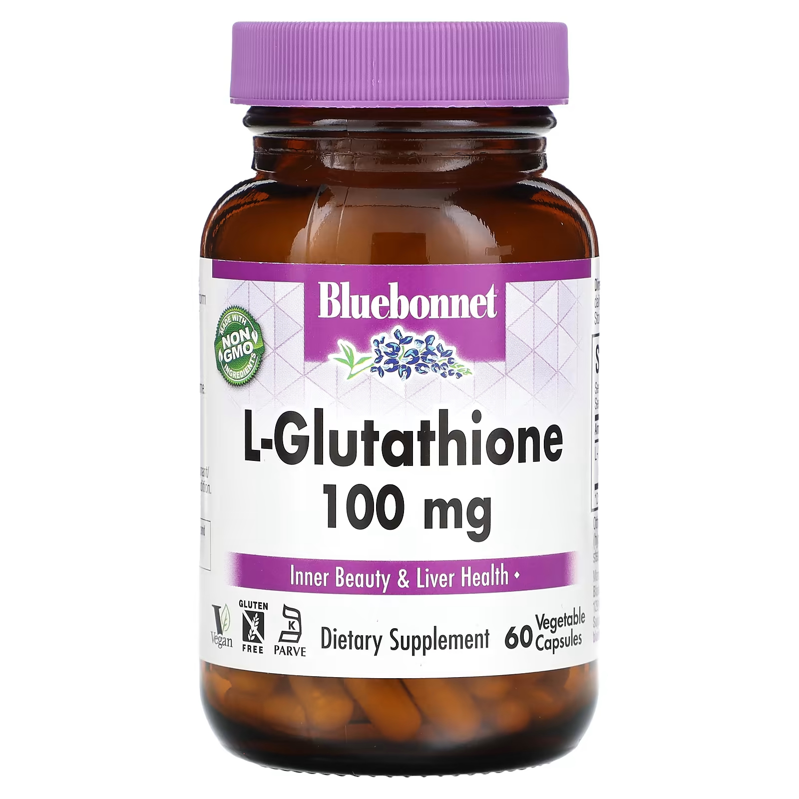L-глутатион Bluebonnet Nutrition, 100 мг, 60 растительных капсул bluebonnet nutrition витамин b2 100 мг 100 растительных капсул