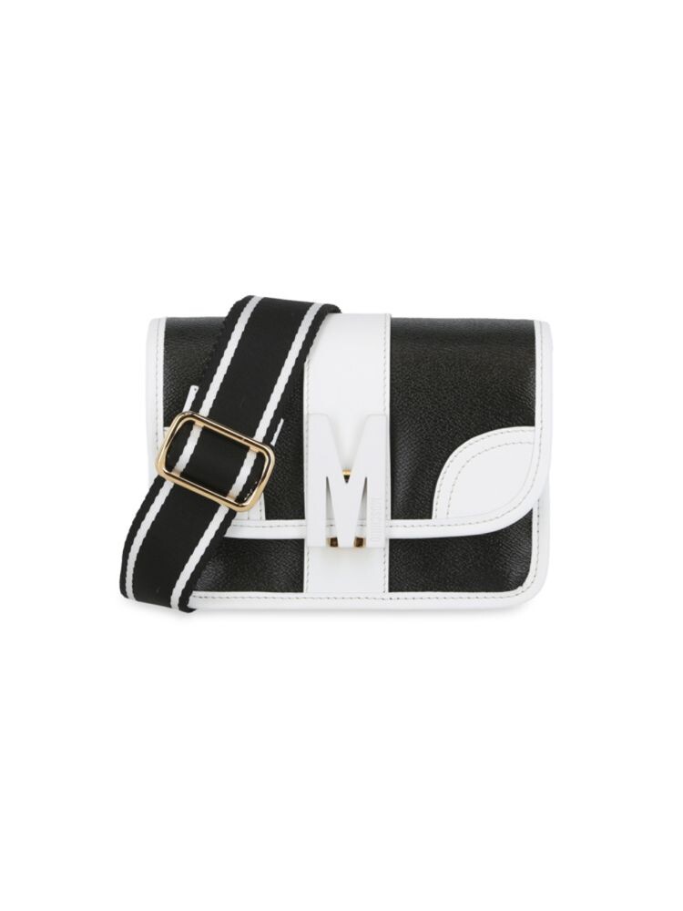 

Кожаная сумка через плечо с цветными блоками Moschino, цвет Black White