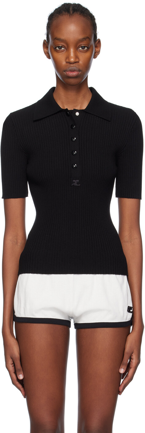 

Черная футболка-поло AC Courreges, цвет Black