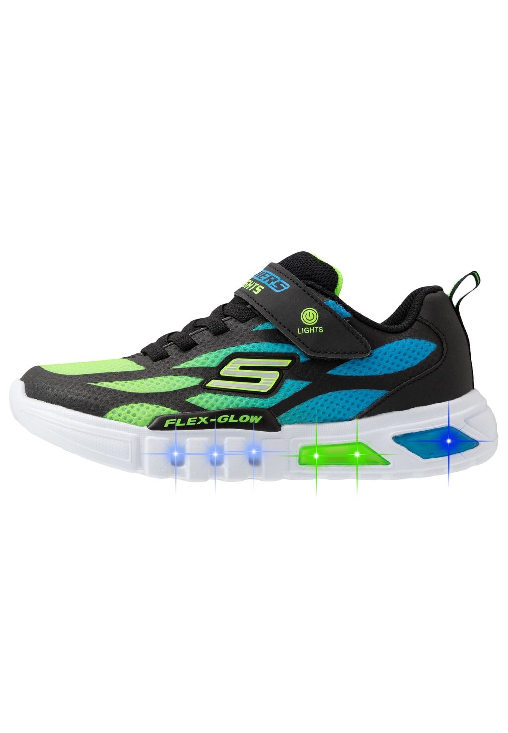 Кроссовки низкие FLEX-GLOW Skechers, цвет black/blue/lime