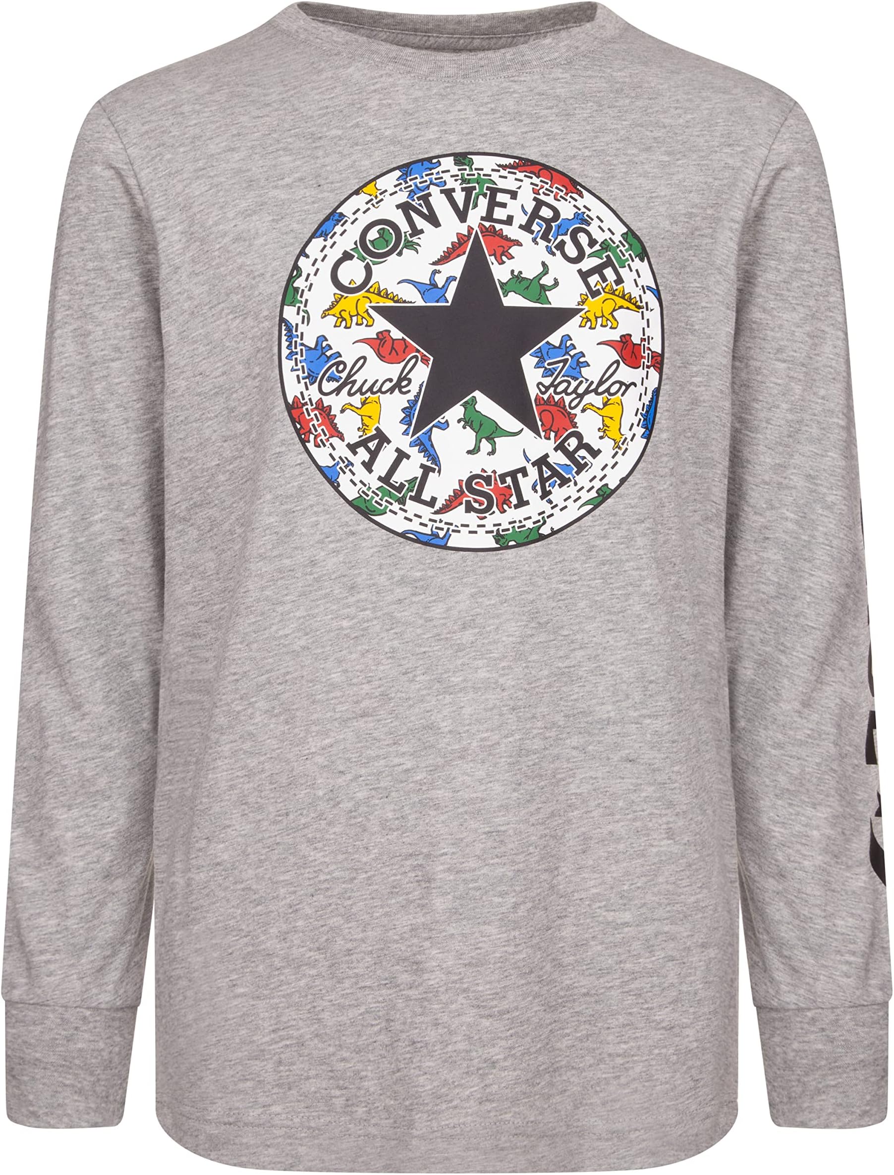 

Футболка Converse Dinoverse Chuck Patch Long Sleeve Tee, цвет Dark Grey Heather/Blue