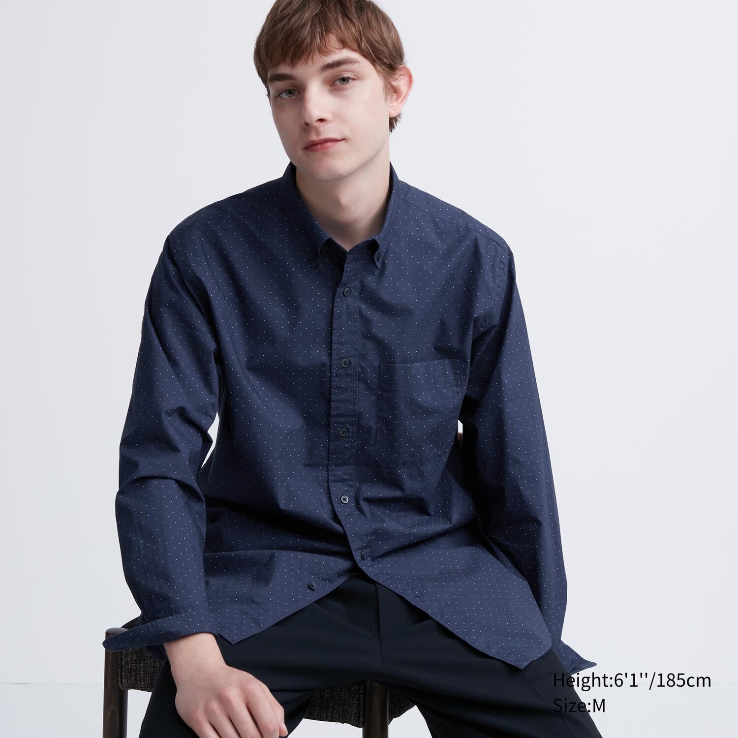 

Рубашка UNIQLO из сверхтонкого хлопка с принтом, синий