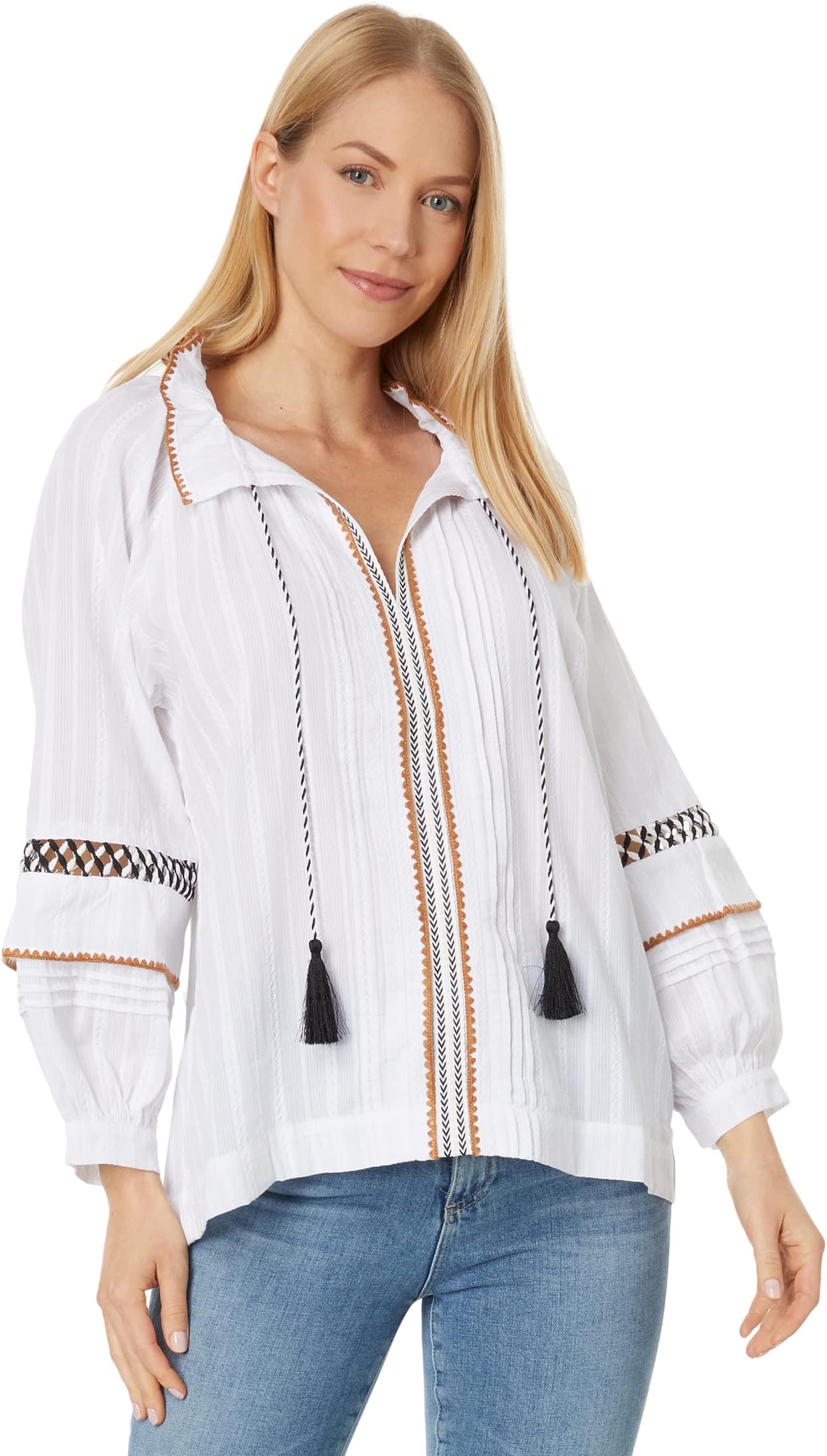 Free Spirit — блузка в богемном стиле с отделкой Elliott Lauren, белый