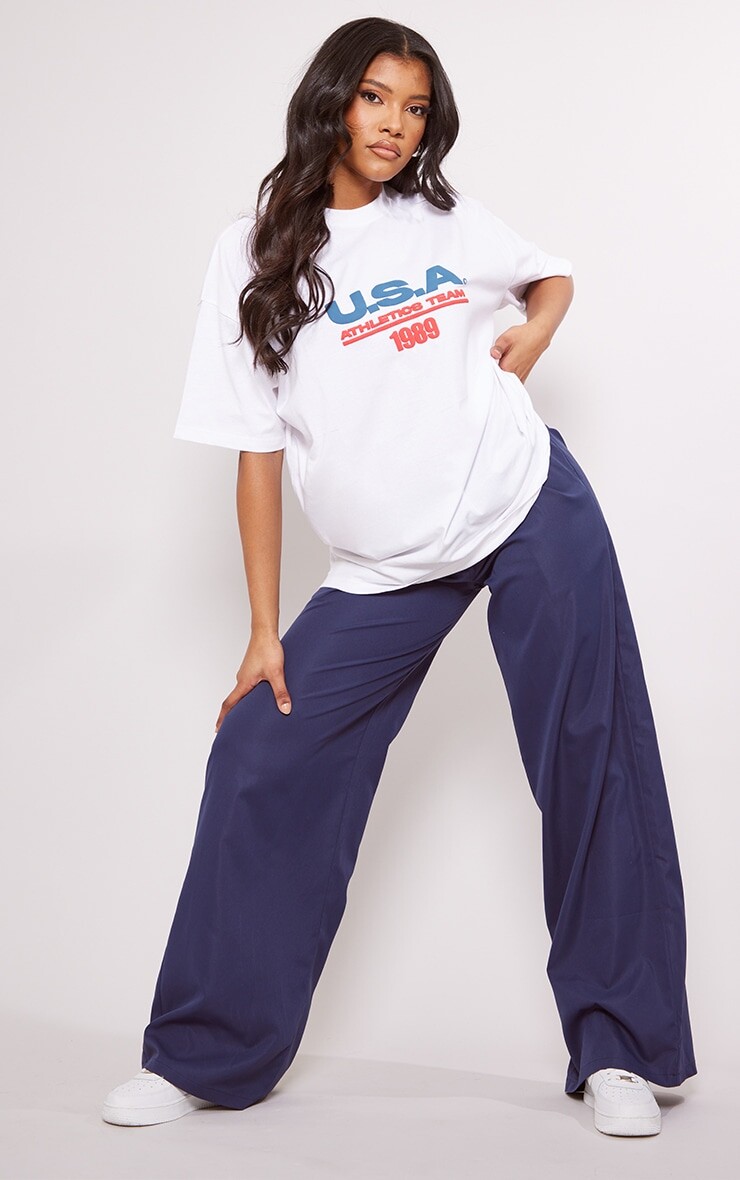 

PrettyLittleThing Белая футболка с принтом USA Athletics, Белый