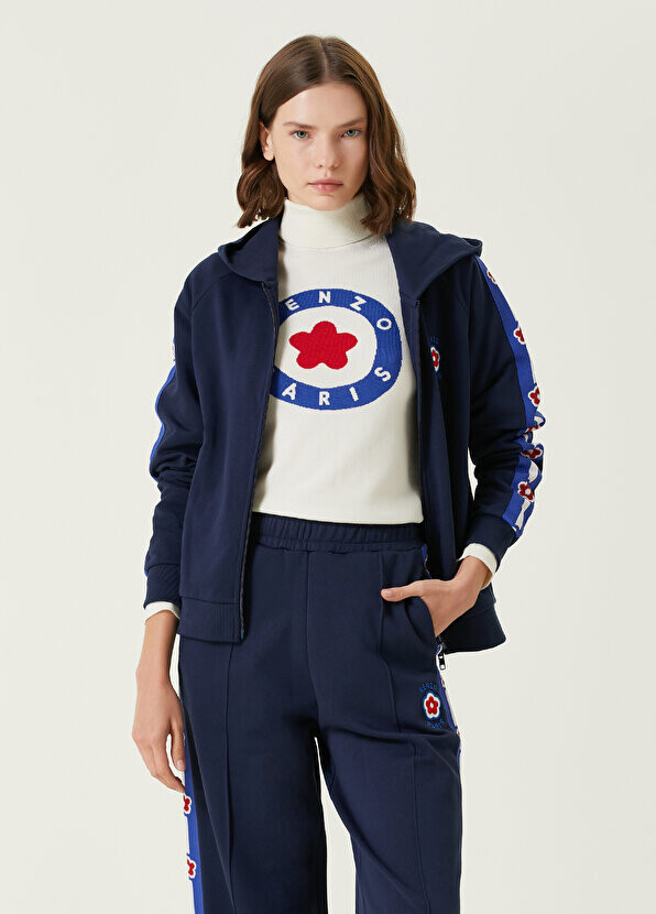 

Темно-синяя толстовка с капюшоном и лентой с логотипом Kenzo, Синий