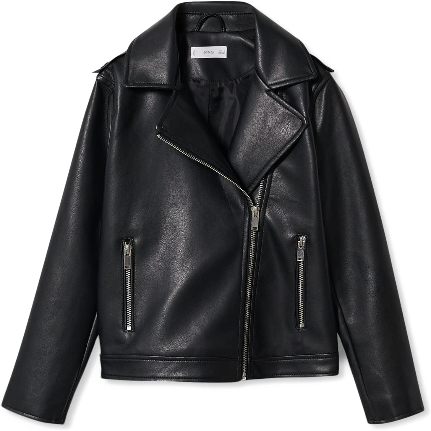 

Куртка MANGO Kids Freddie Faux Leather Jacket, черный