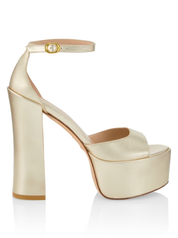 

Кожаные туфли на платформе Skyhigh 145 Stuart Weitzman, золото
