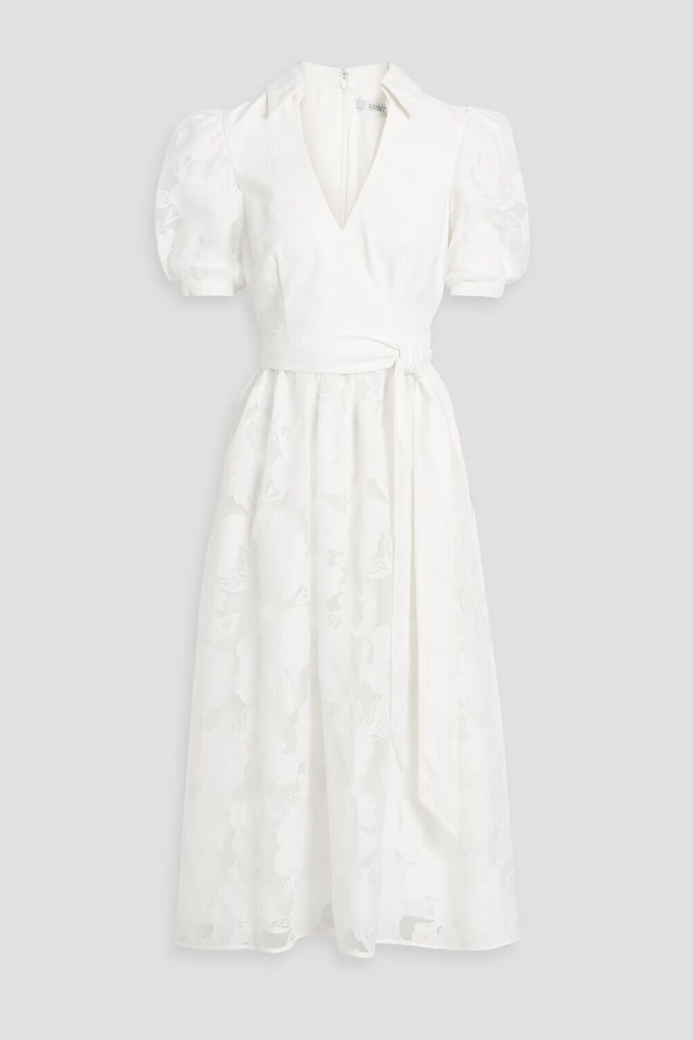 

Платье миди из органзы деворе с запахом Badgley Mischka, белый