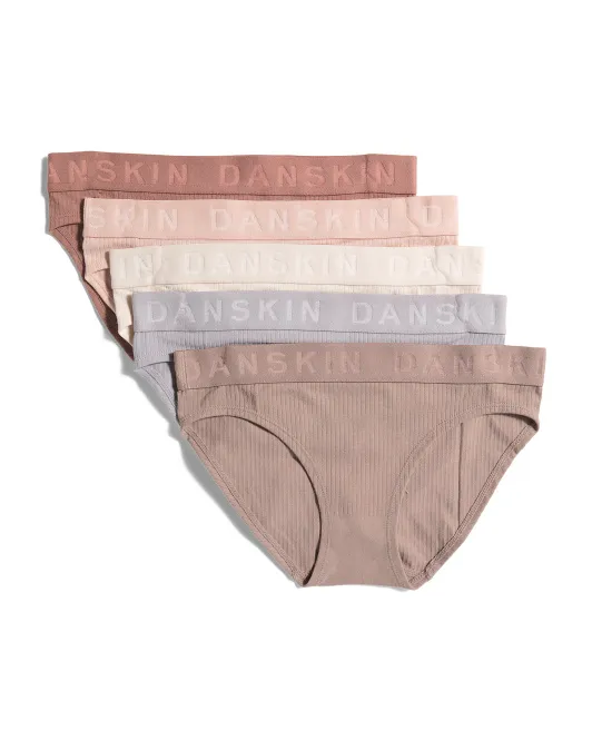 

Бесшовные плавки бикини со средней посадкой, 5 шт. в рубчик Danskin, цвет Multi