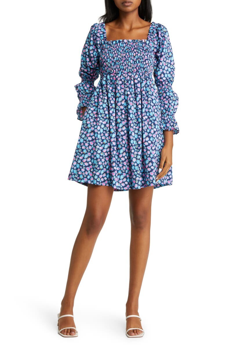 

Платье бэбидолл из присборенного хлопка Beyonca Spot Print LILLY PULITZER