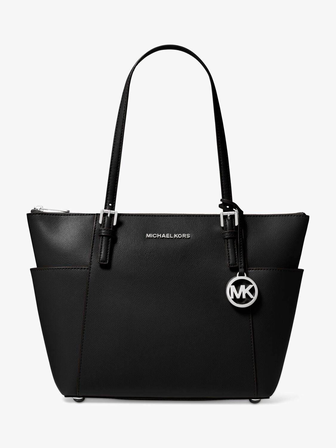 

Кожаная большая сумка MICHAEL Michael Kors Jet Set East/West, черный/серебристый