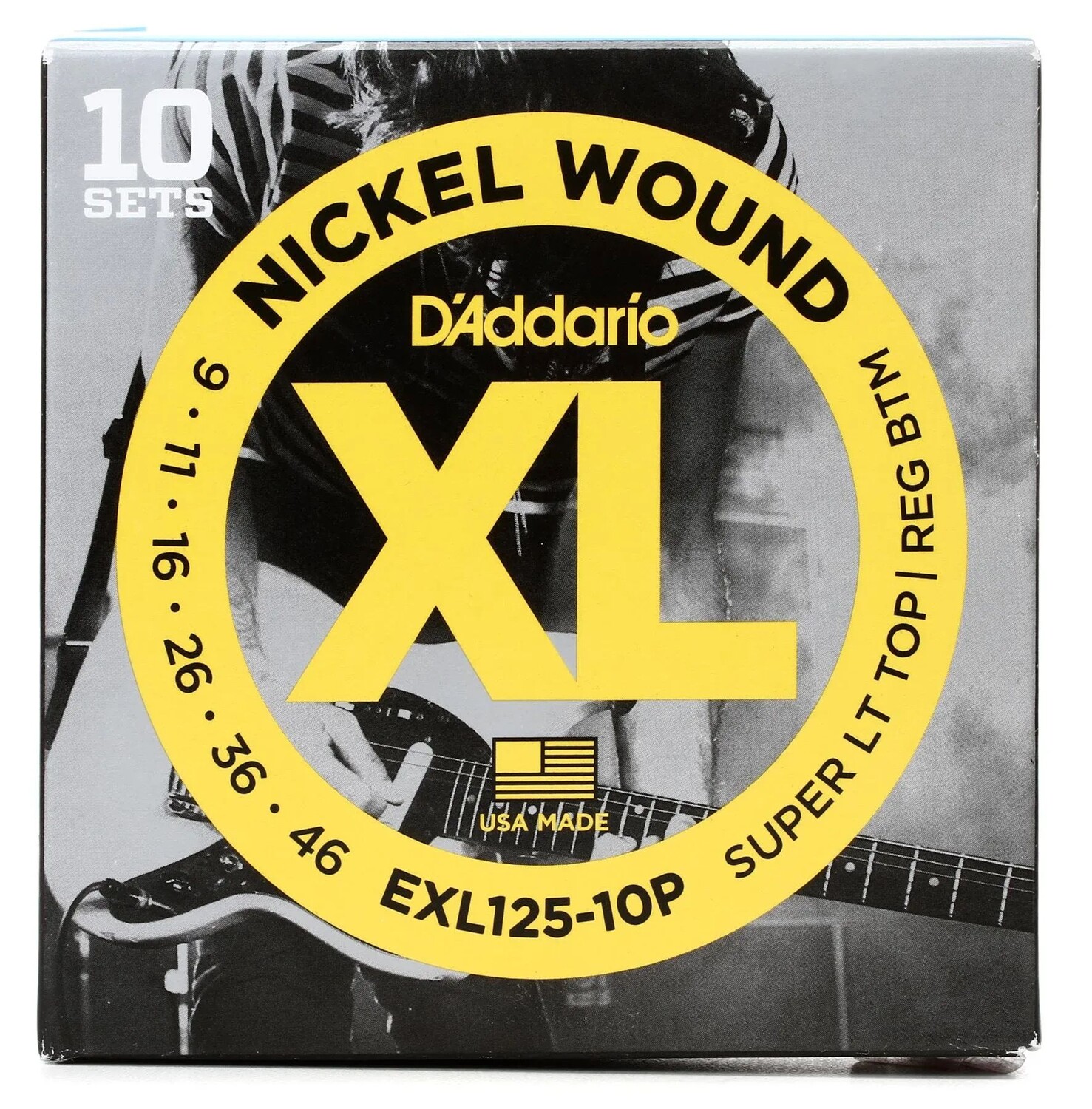 

Струны для электрогитары D'Addario EXL125 XL с никелированной обмоткой — .009-.046, сверхлегкий верх/обычный низ (10 шт.)