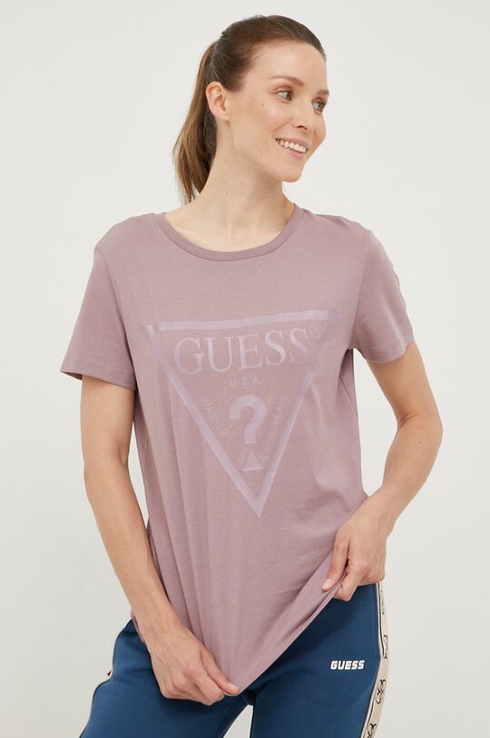 

Хлопковая футболка Guess, фиолетовый