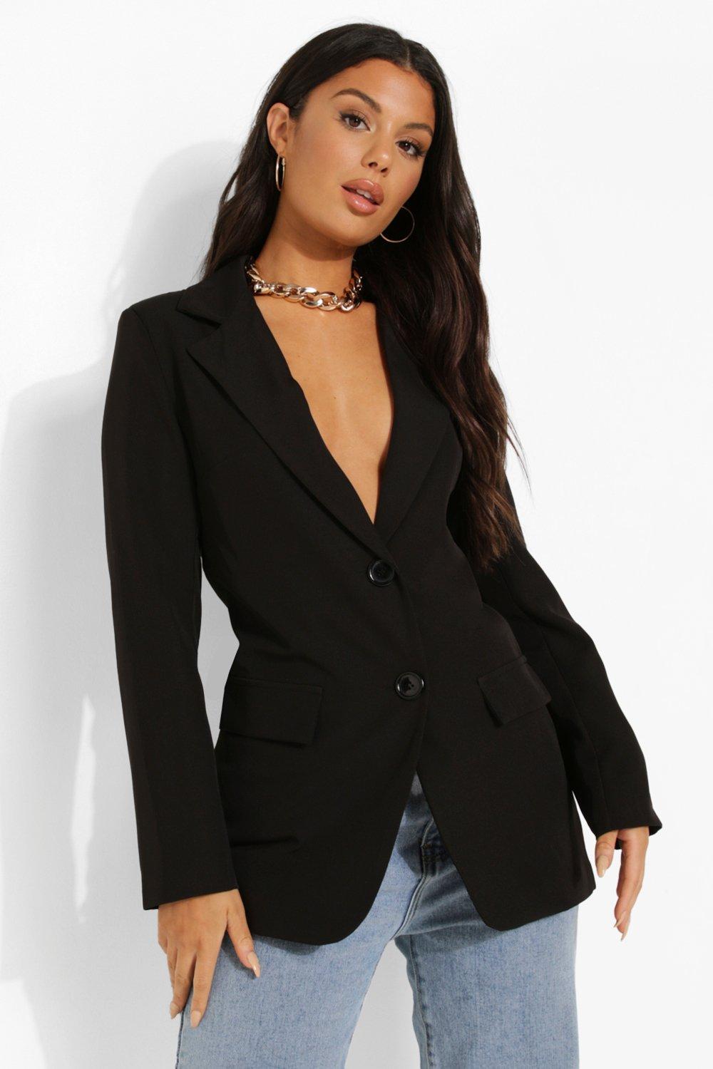 Приталенный пиджак boohoo, черный цена и фото