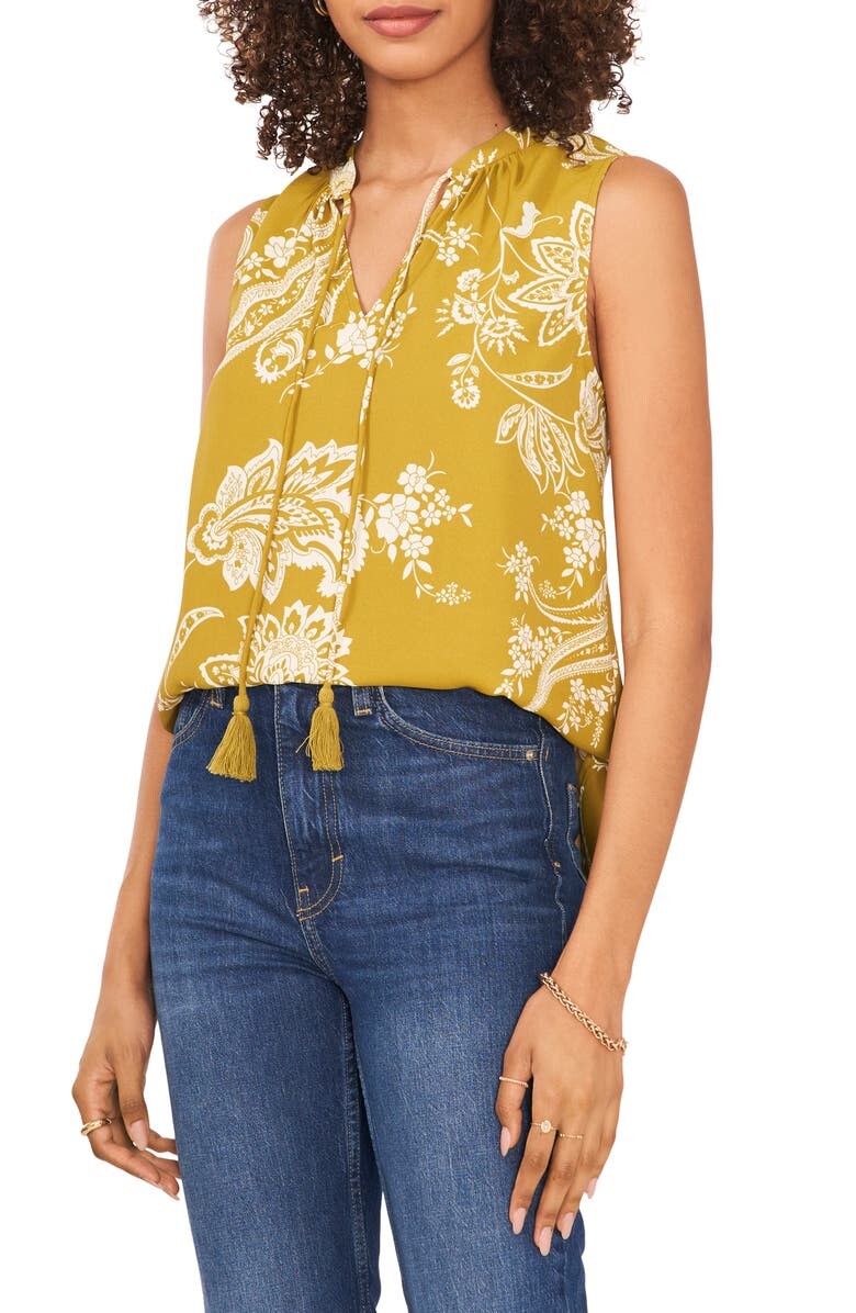 

Топ с разрезом и принтом Blooming Paisley VINCE CAMUTO