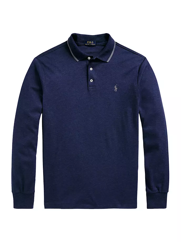 

Рубашка-поло с длинными рукавами Interlock Polo Ralph Lauren, синий