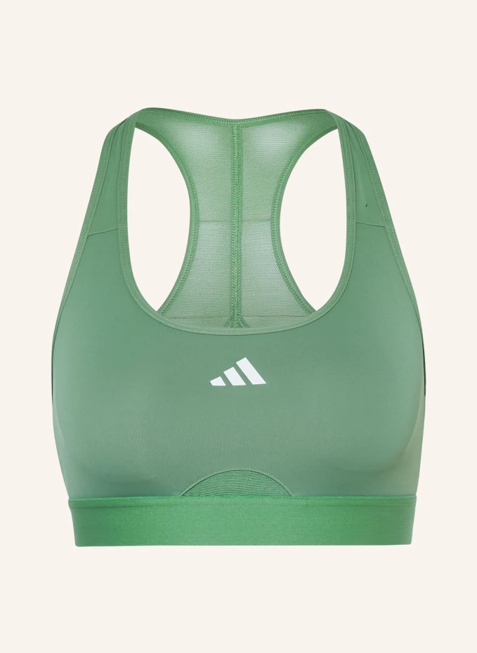 

Спортивный бюстгальтер powerreact с сеткой Adidas, зеленый