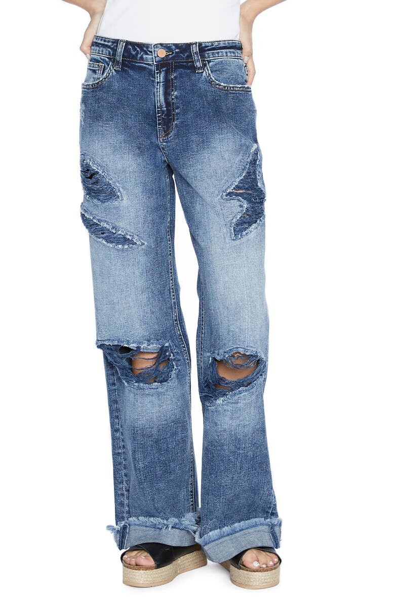 

Растрепанные джинсы прямого кроя свободного кроя WASH LAB DENIM