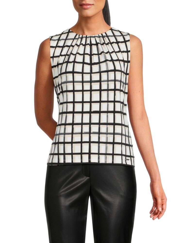 

Топ без рукавов в клетку Calvin Klein, цвет White Multi