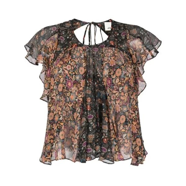 

Футболка floral-print silk blouse Isabel Marant, серый