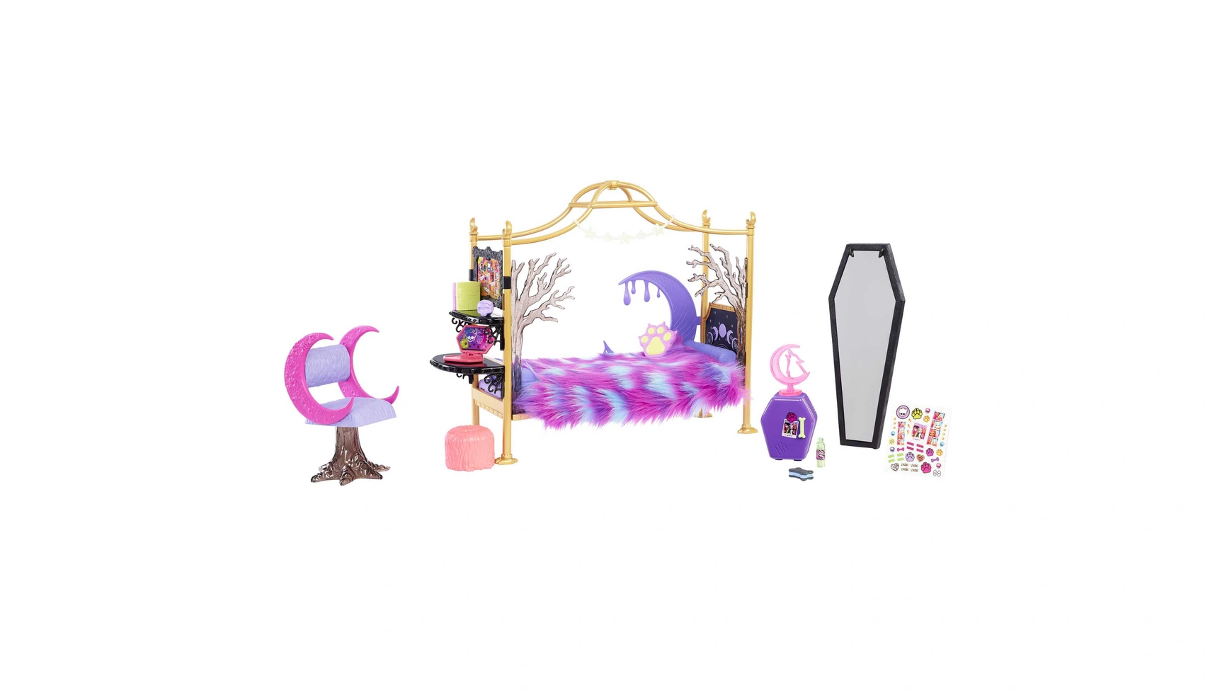 Спальня клодин вульф в monster high Mattel песочные настольные игрушки двойная кровать маленькая двуспальная кровать декор мини мебель для дома