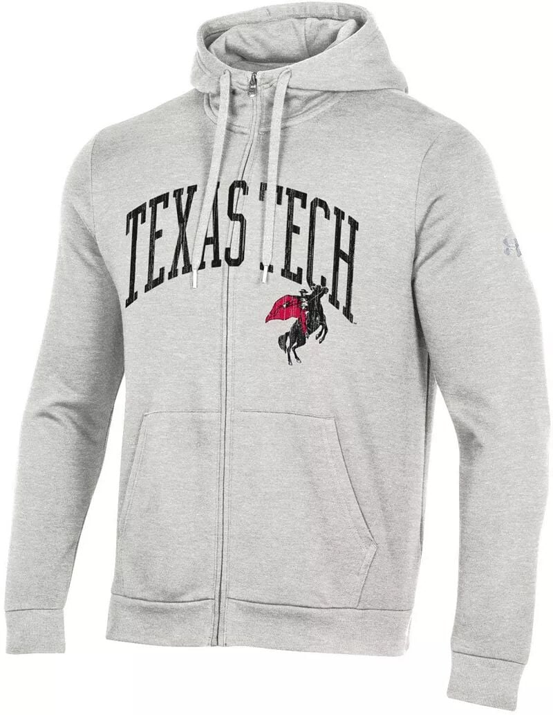 

Мужская толстовка с молнией во всю длину Under Armour Texas Tech Red Raiders Silver Heather на весь день