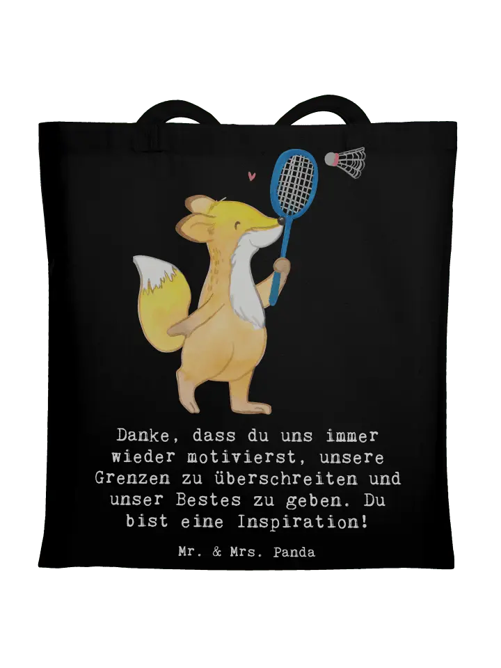 

Сумка для переноски Mr & Mrs Panda Badminton Trainerin Inspiration mit, черный