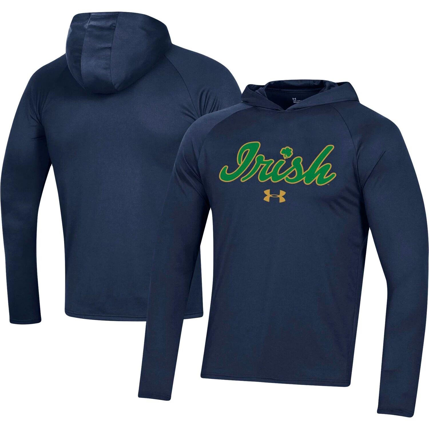 

Мужская футболка Under Armour темно-синего цвета с капюшоном и логотипом ирландской школы реглан с длинными рукавами, Синий
