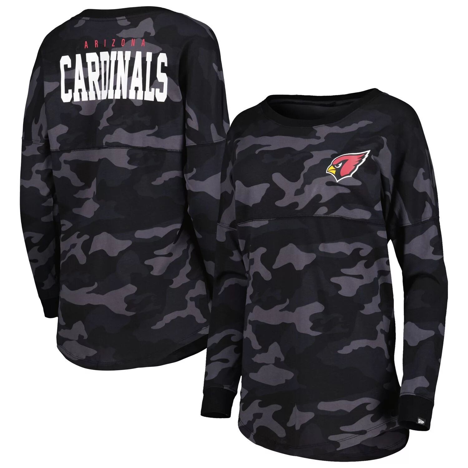 

Женская черная футболка с камуфляжным принтом New Era Arizona Cardinals с длинным рукавом New Era