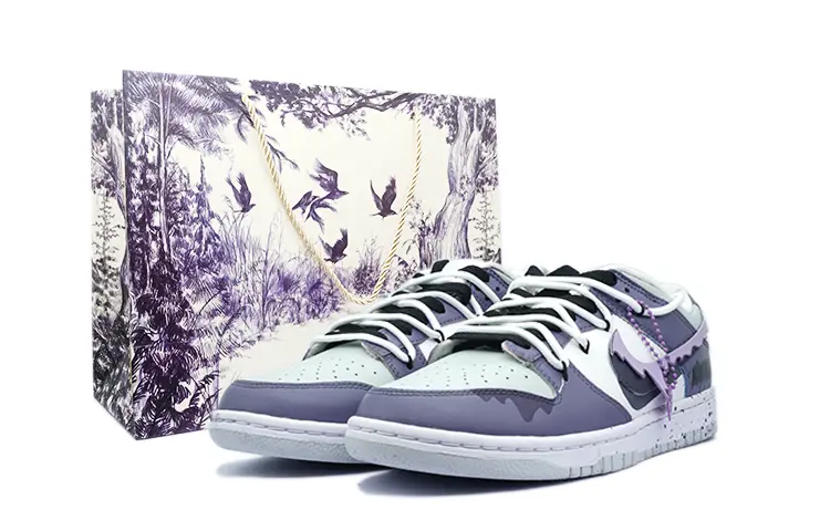 

Кроссовки Nike Dunk Skateboarding Shoes Men Low-top Purple, белый