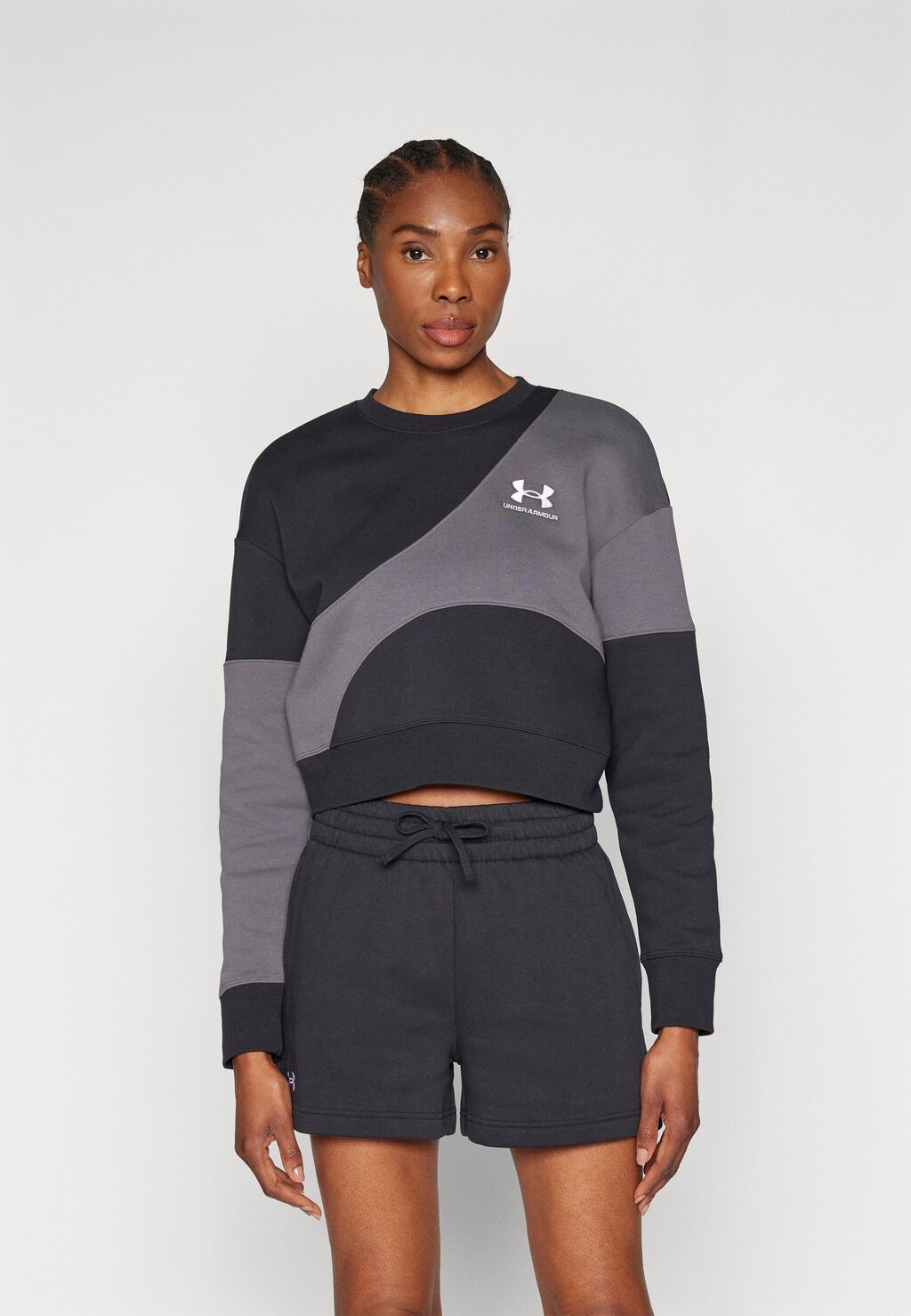 Толстовка ESSENTIAL CROP CREW Under Armour, цвет black/castlerock/white беговая обувь under armour women s ua infinite pro цвет black castlerock white