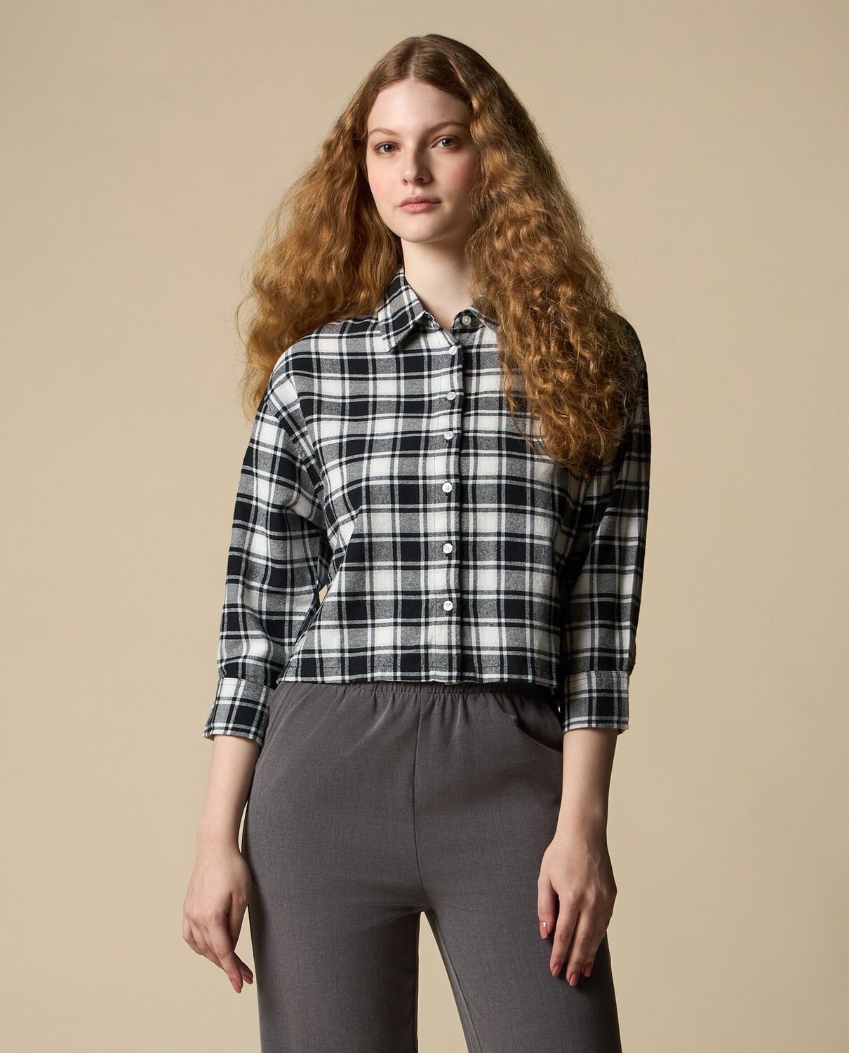 

Рубашка в клетку для женщин из чистого хлопка NICE&CHIC, синий