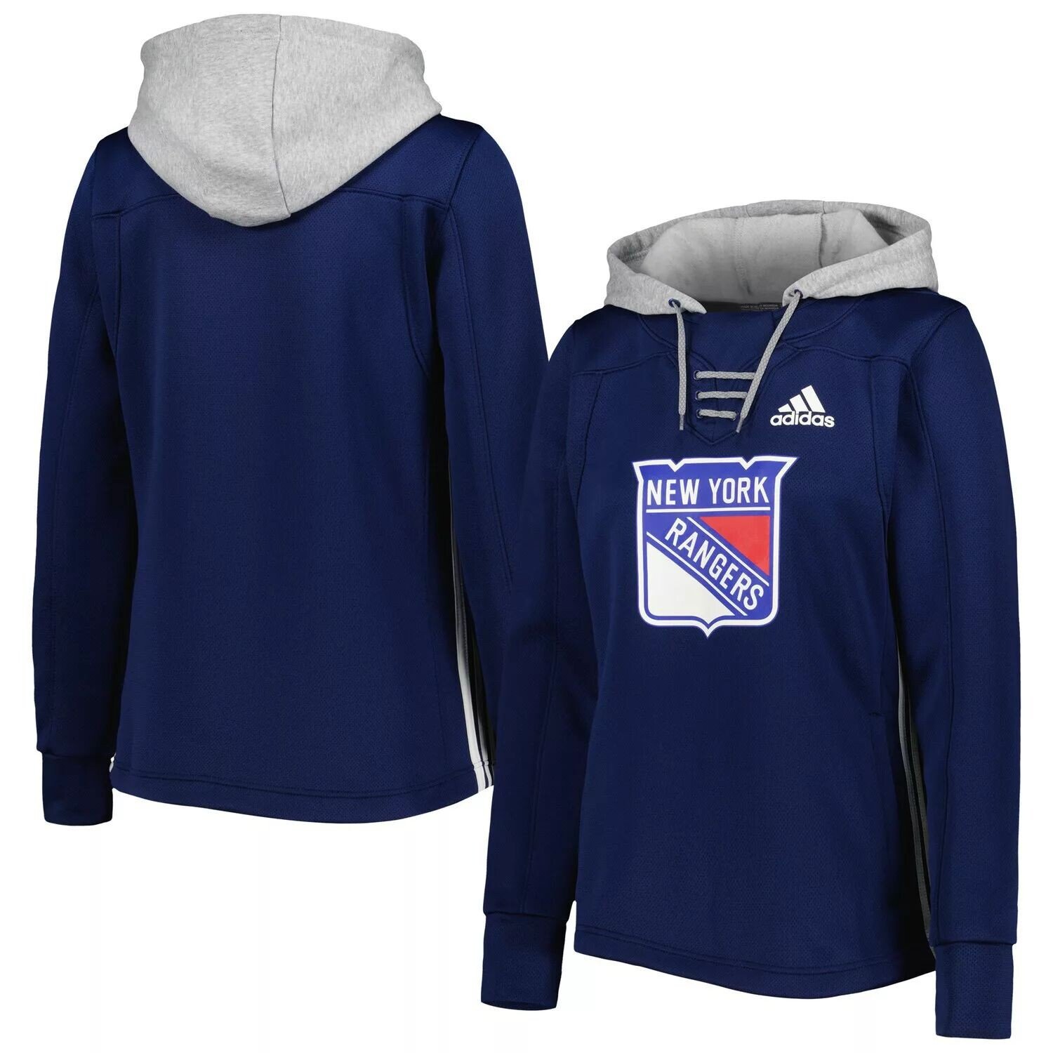 

Женская темно-синяя толстовка с капюшоном adidas New York Rangers Skate Lace Primeblue Team adidas, Синий