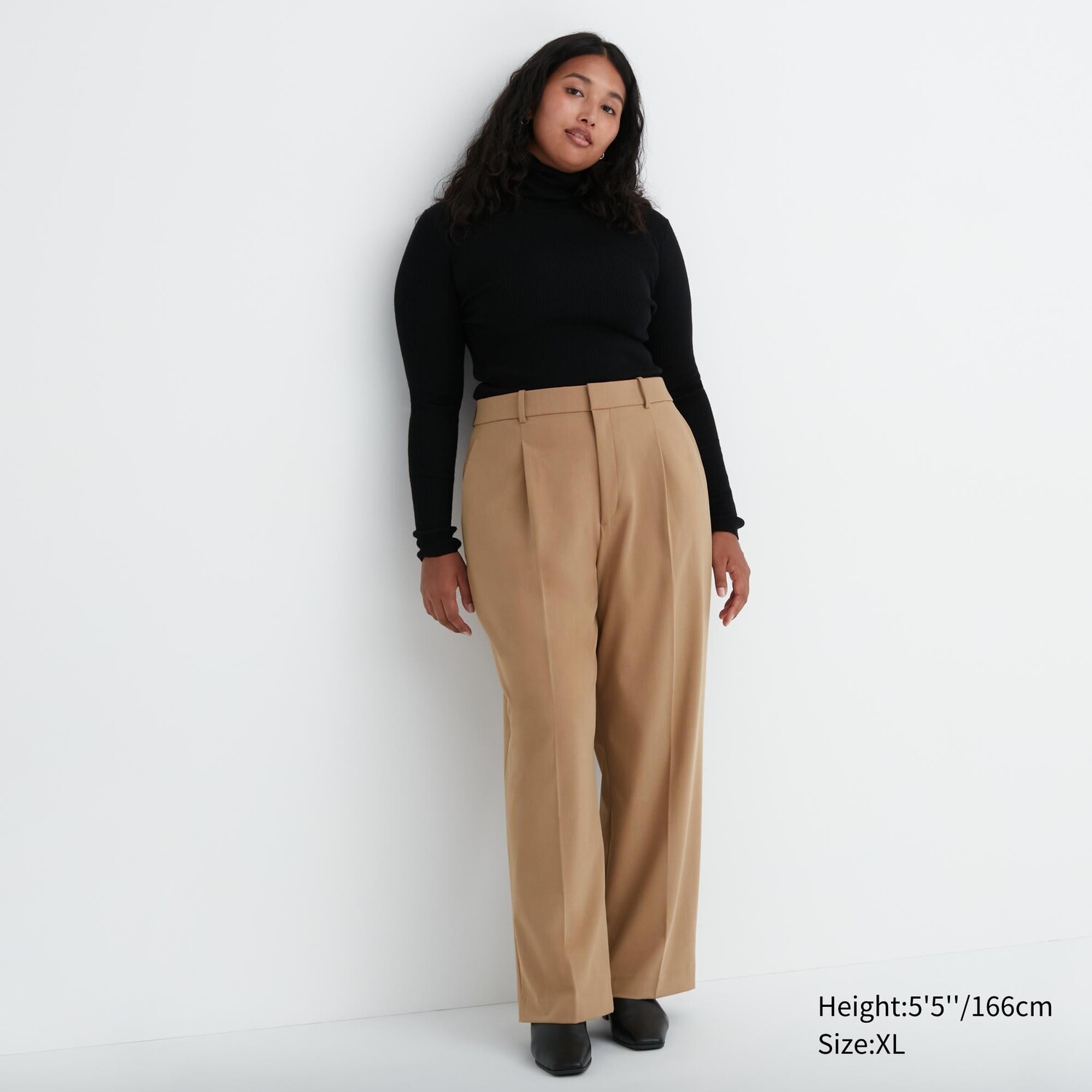 

Брюки UNIQLO широкие плиссированные, бежевый
