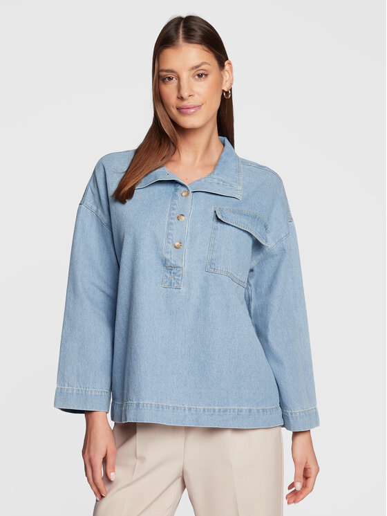 Джинсовая рубашка обычного кроя Moss Copenhagen, синий цена и фото