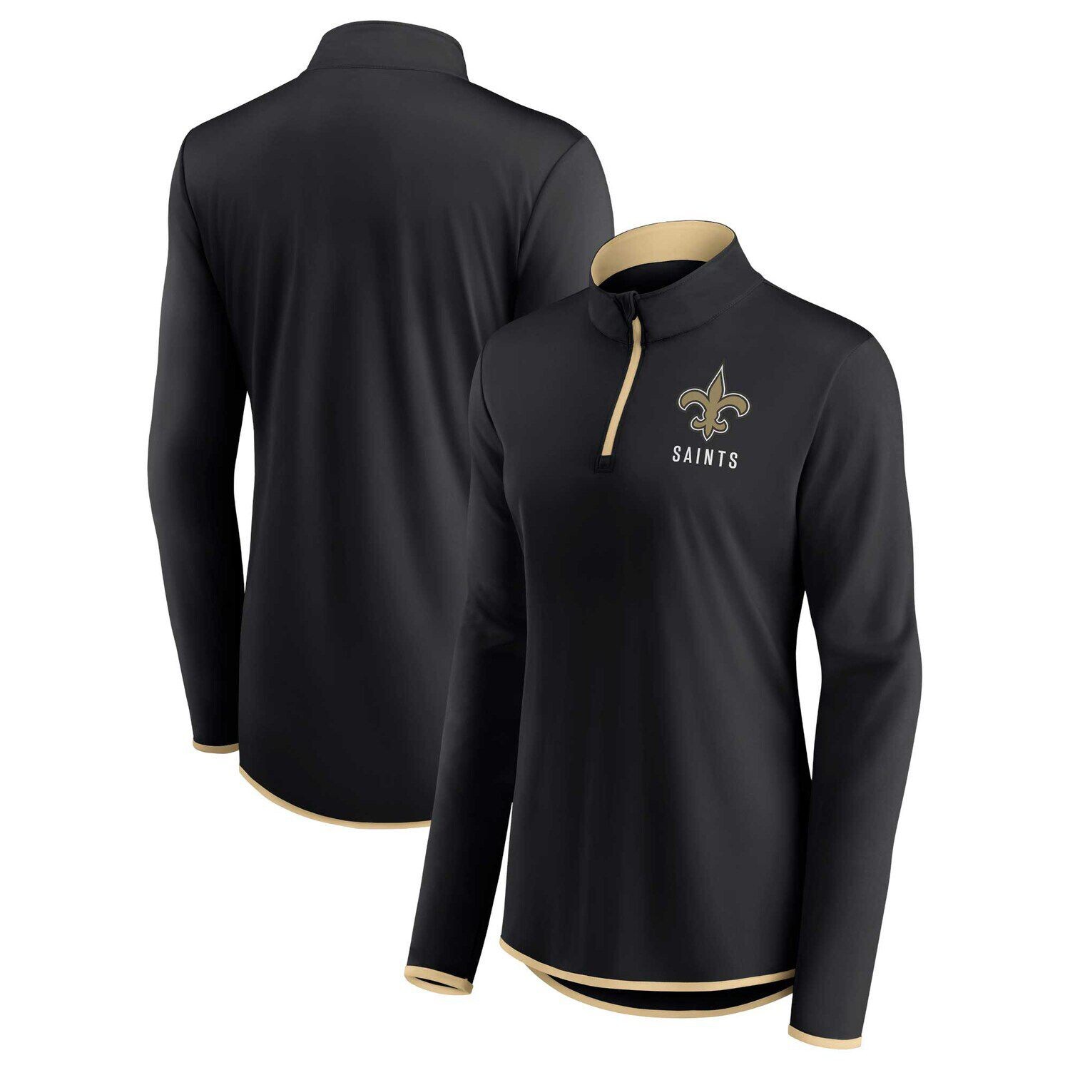

Женский черный топ с молнией четверти с фирменным логотипом New Orleans Saints Worth the Drive Fanatics