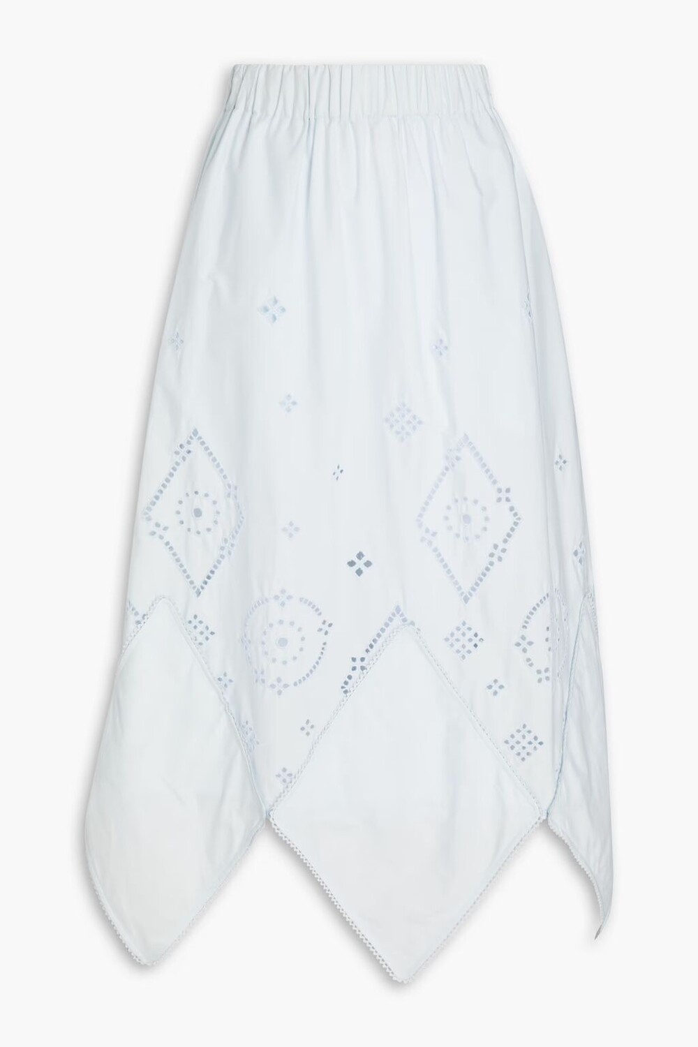 

Юбка миди из хлопка Broderie Anglaise Ganni, светло-синий