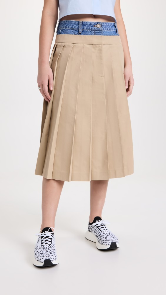 

Юбка Juun. J Double Waist Pleated, бежевый