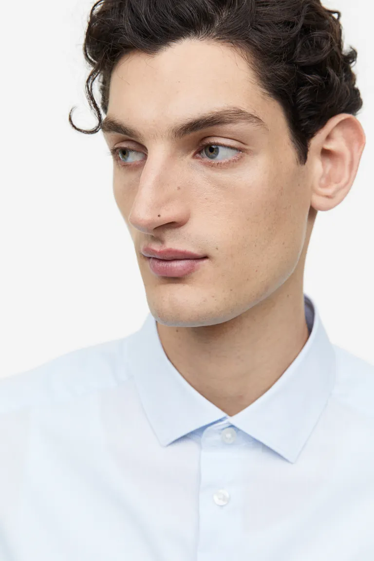 Эластичная рубашка приталенного кроя H&M, синий
