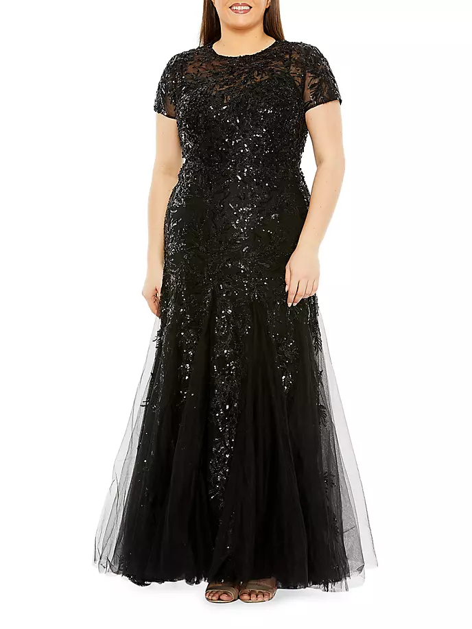 

Великолепное платье из тюля с пайетками Mac Duggal, черный