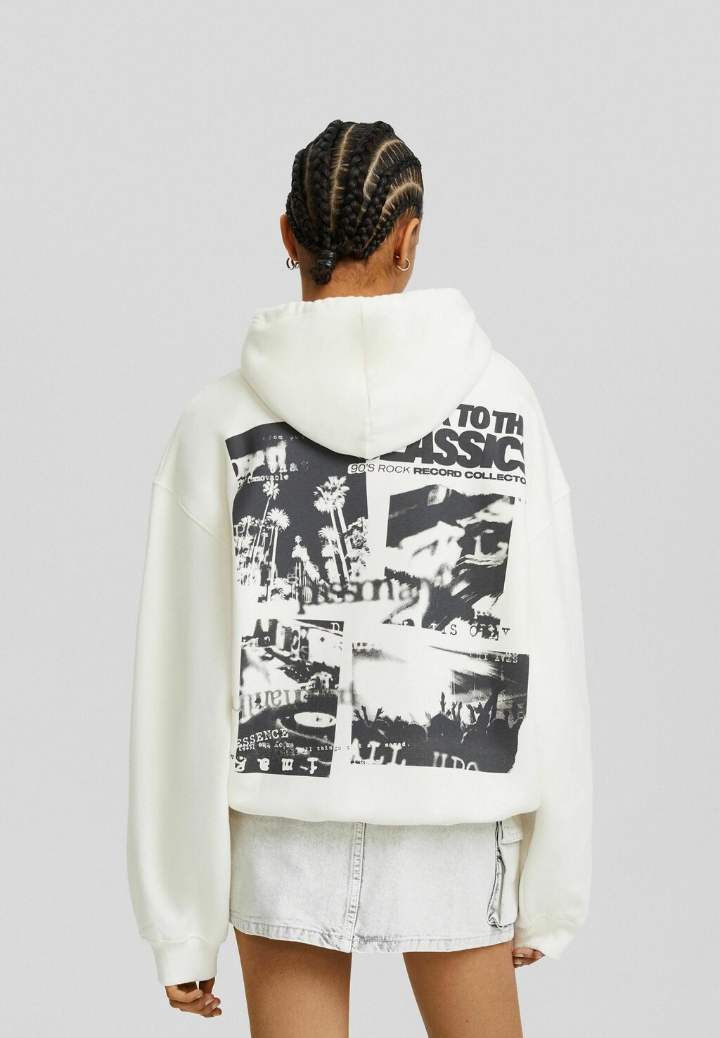 

Толстовка Printed Oversize Bershka, бежевый