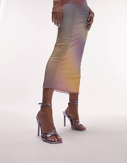 

Сиреневые босоножки на каблуке с квадратным носком Topshop Wide Fit Ellie